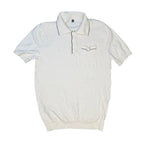 Fioboc Men's Cream White Ribbed Knit Short Sleeve Polo Shirt with Contrast Pipi The Room Collective