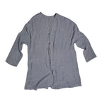 J. Jill Grey Lightweight Crinkle Knit Button Front Cardigan Sweater