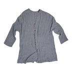 J. Jill Grey Lightweight Crinkle Knit Button Front Cardigan Sweater J. Jill