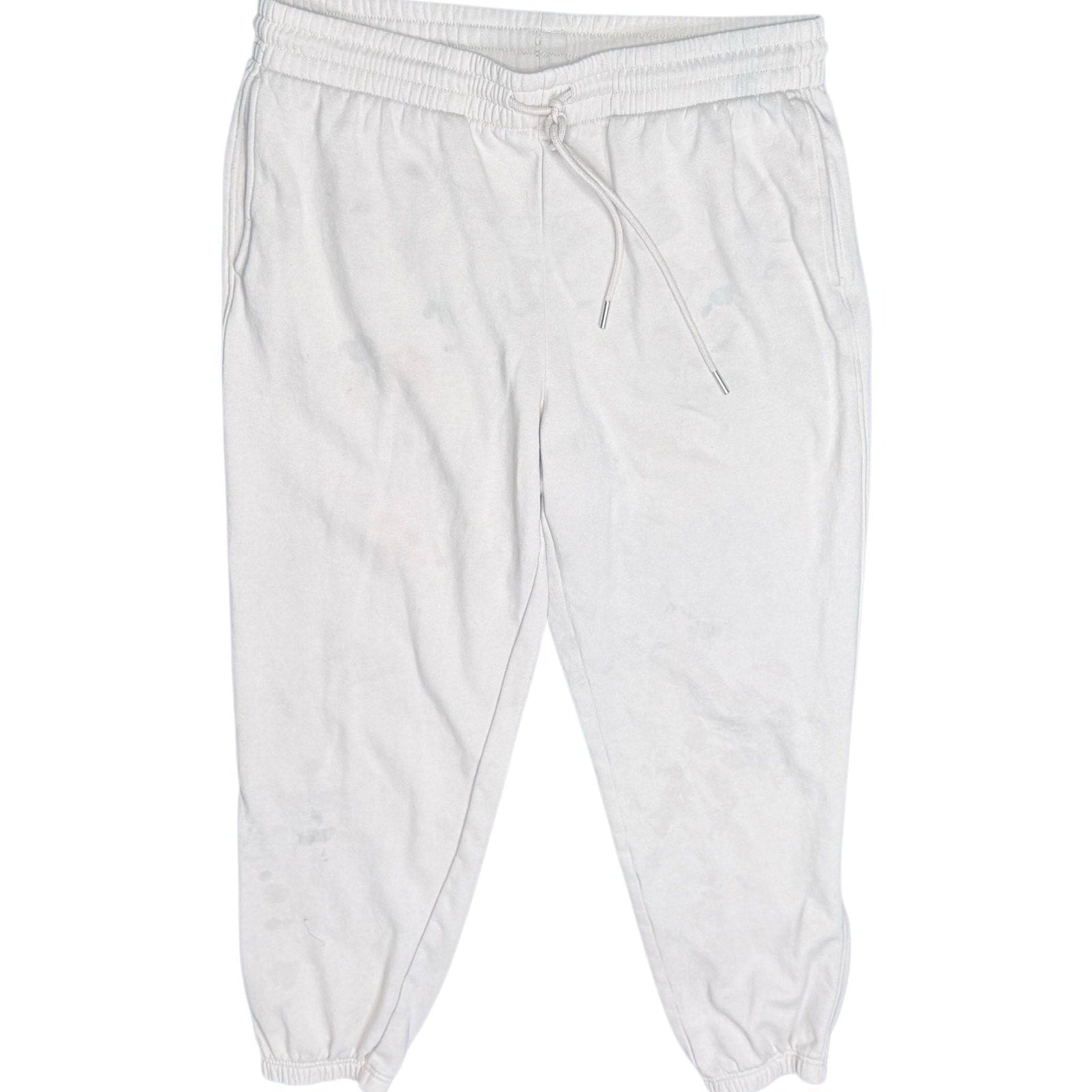 Pinko White Cotton-Viscose Drawstring Jogger Sweatpants
