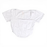 Angel Cult White Square Neck Short Sleeve Corset Crop Top Angel Cult