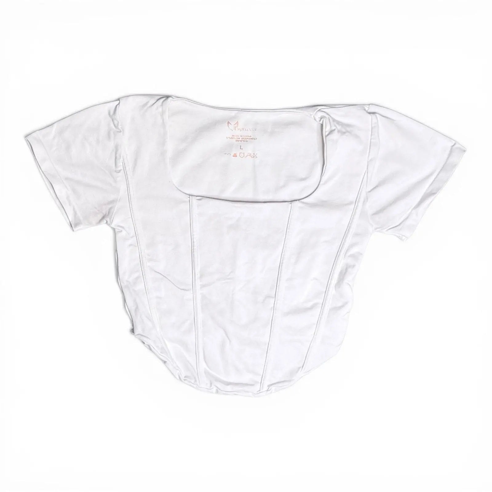 Angel Cult White Square Neck Short Sleeve Corset Crop Top Angel Cult