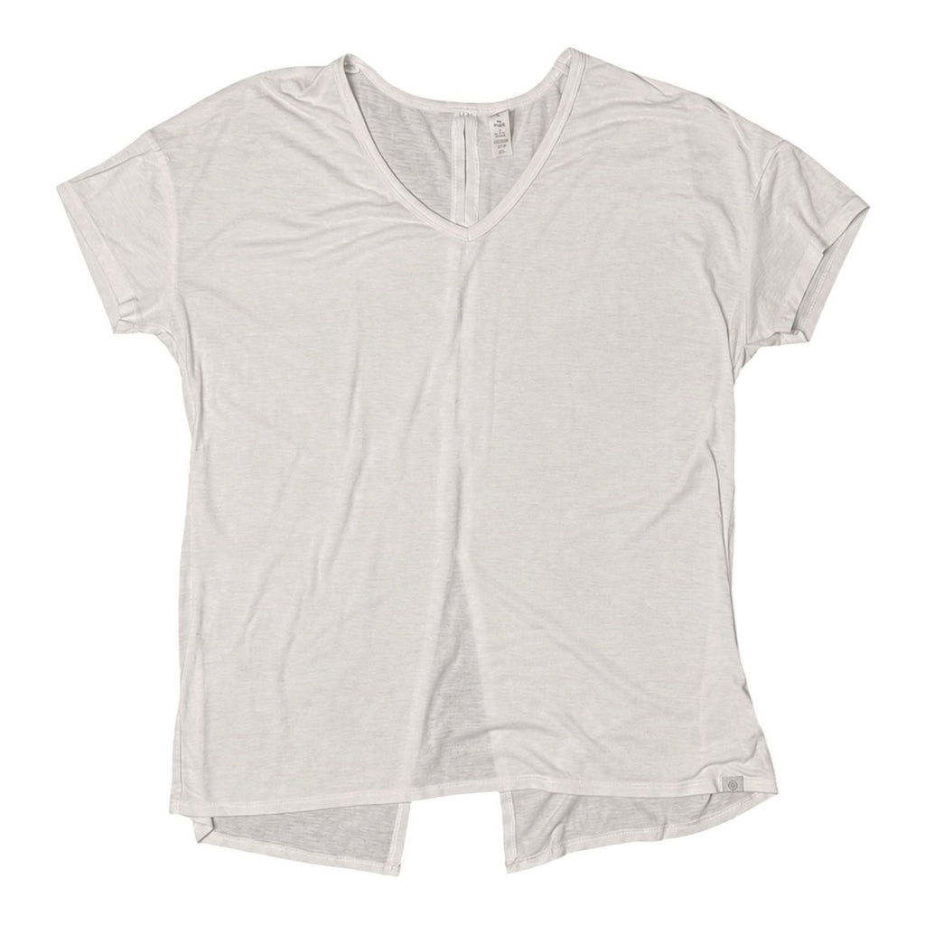 Bally Total Fitness V-Neck Short Sleeve Open Back T-Shirt