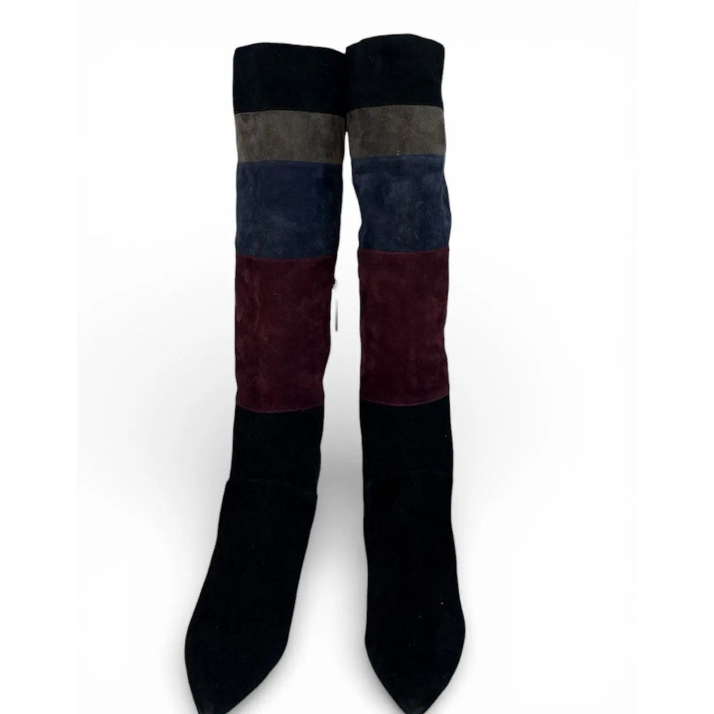 Nine West Toprank Colorblock Suede Stiletto Knee High Boots Nine West