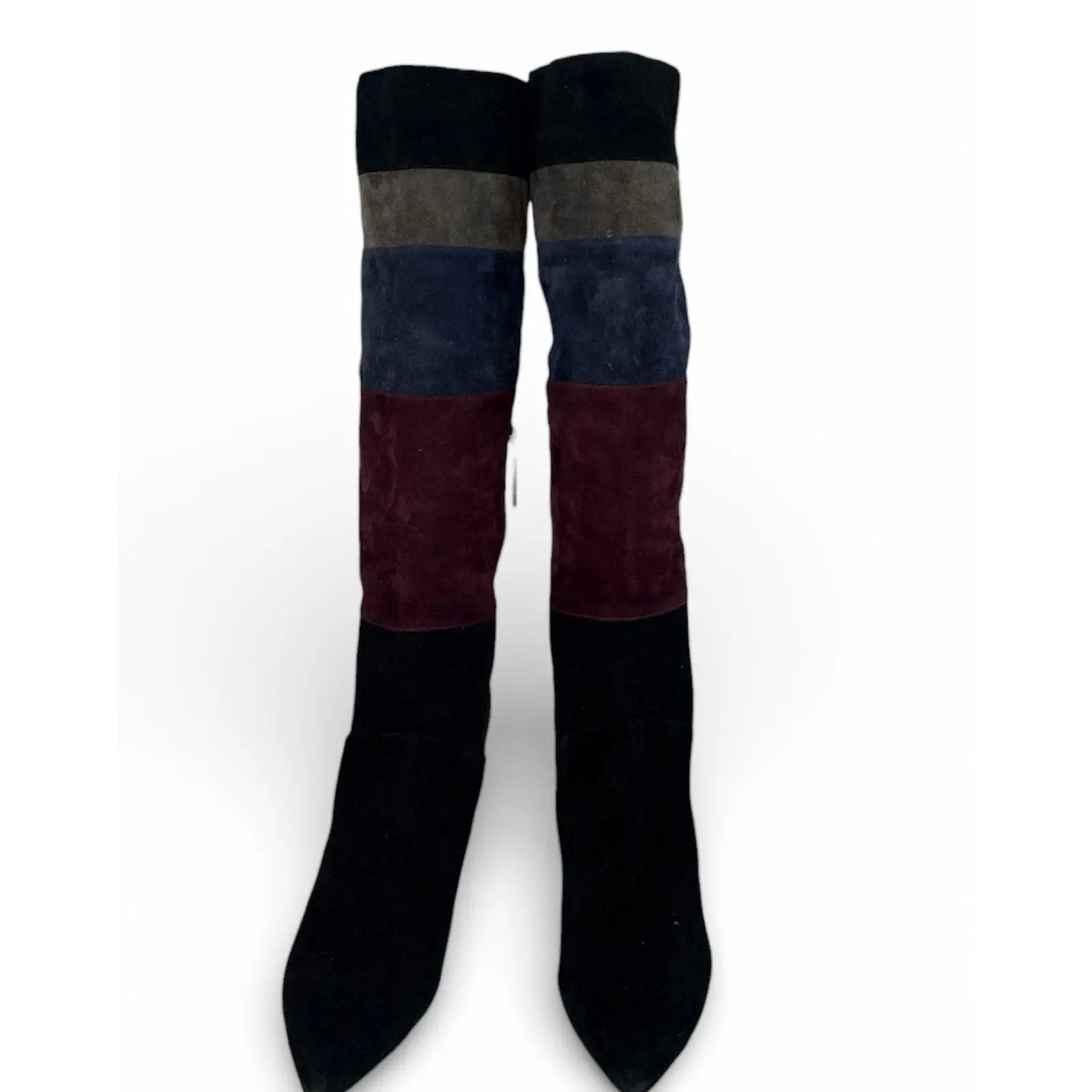 Nine West Toprank Colorblock Suede Stiletto Knee High Boots Nine West