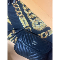 Chanel Black Chevron Calfskin Small CC Pouch Bag with Chain