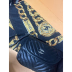 Chanel Black Chevron Calfskin Small CC Pouch Bag with Chain