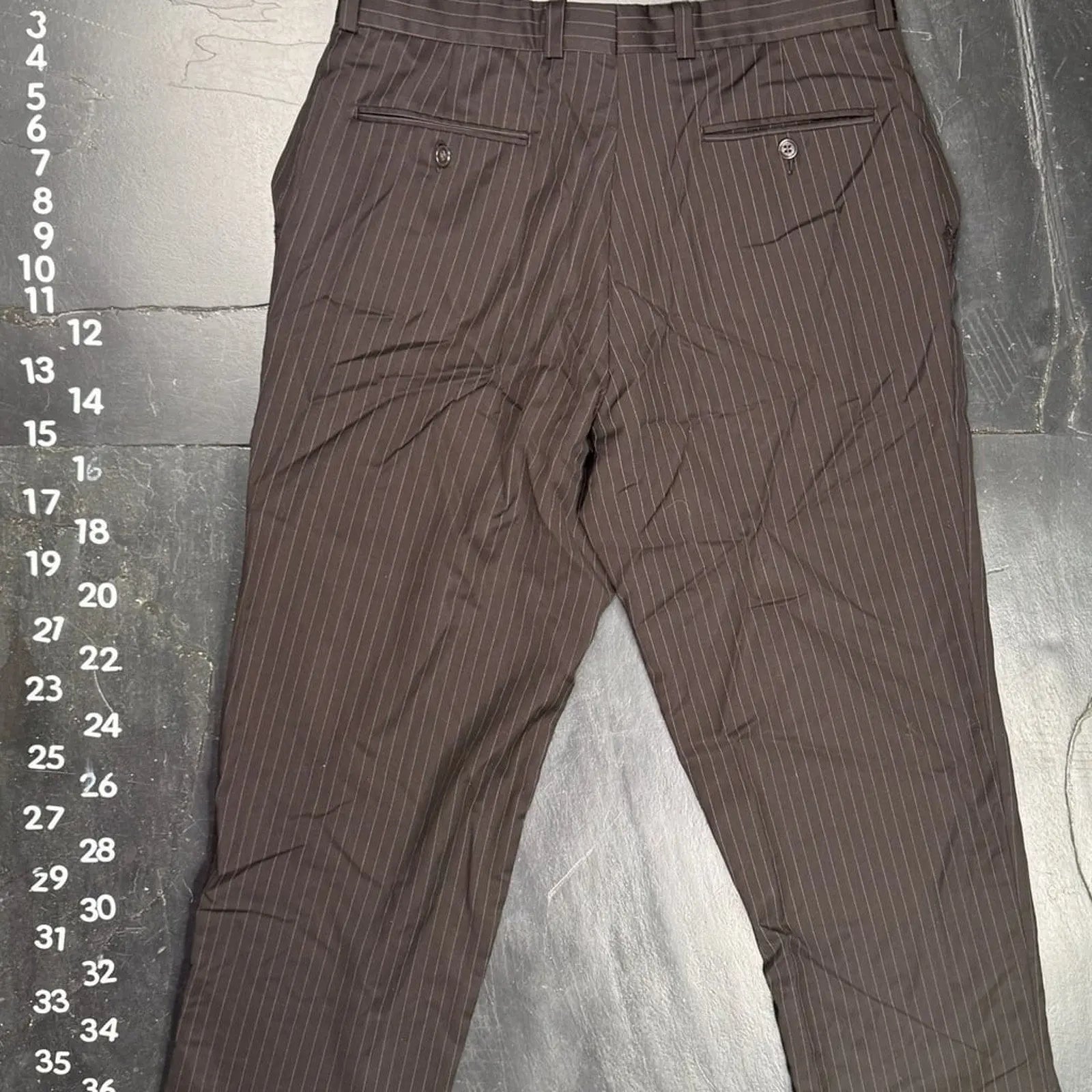 Calvin Klein Brown Pinstripe Dress Pants Size 38x29 Calvin Klein