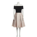 Betsy & Adam Off-the-Shoulder Colorblock Satin Fit & Flare Mini Dress Betsy & Adam
