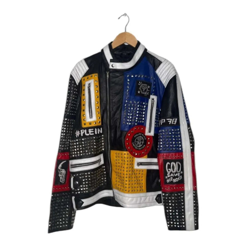 Hand Crafted Multi Color Silver Studded Genuine Leather ..., $470* Philipp Plein