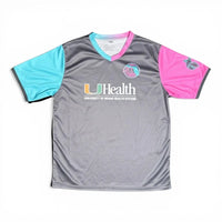 Miami Marlins City Connect V-Neck Jersey Youth XL Gray UHealth Soccer Style Miami Marlins