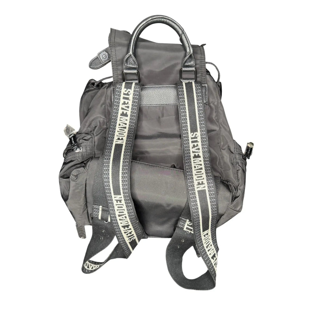Steve Madden Black Nylon Backpack with Logo Straps Steve Madden