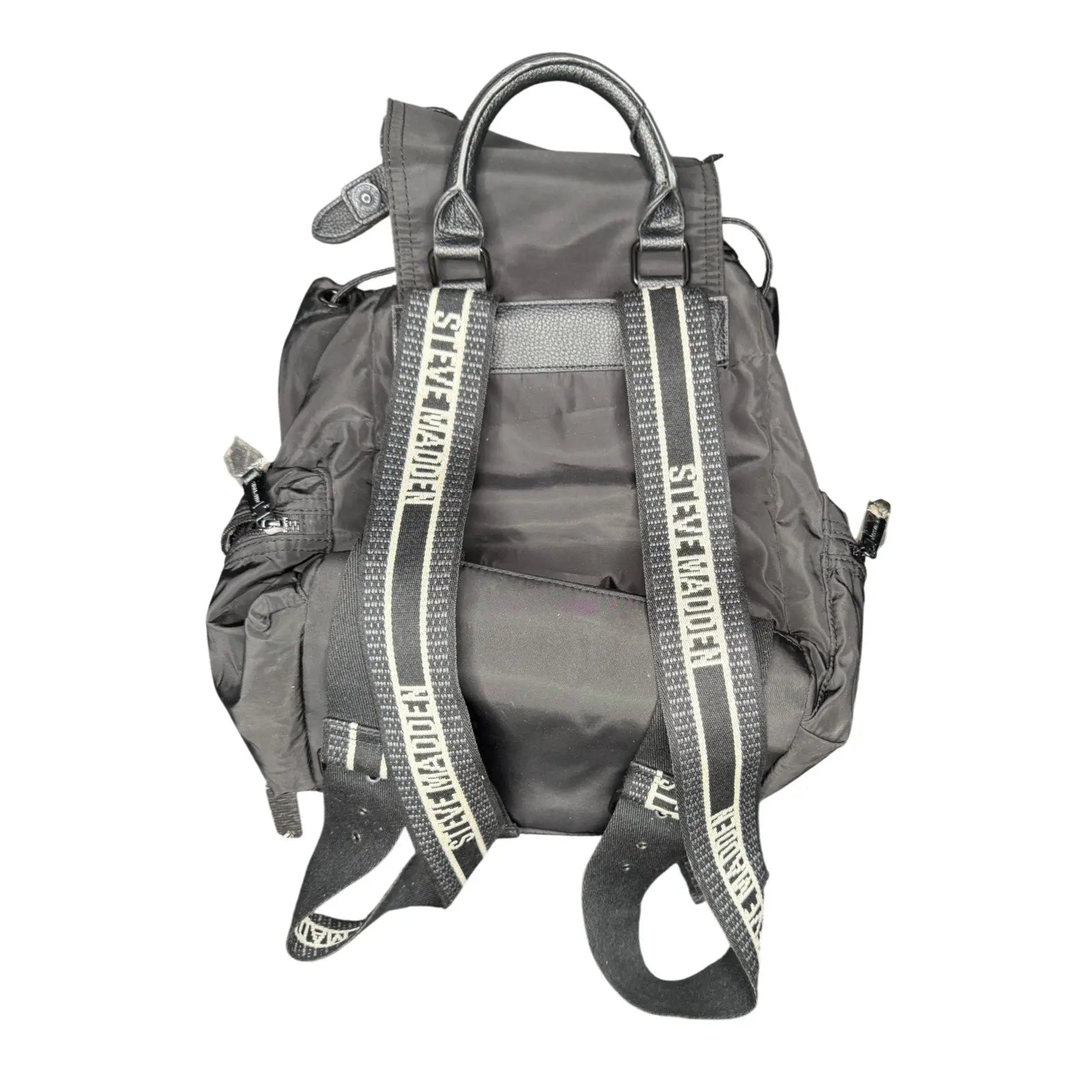 Steve Madden Black Nylon Backpack with Logo Straps Steve Madden