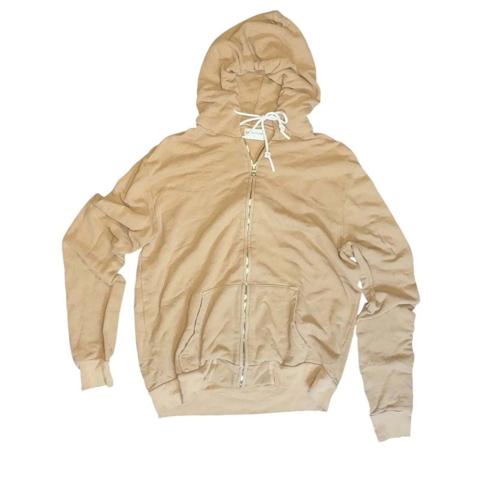 Cotton Citizen Tan Zip-Up Hoodie, Soft Cotton Blend, Size M Cotton Citizen