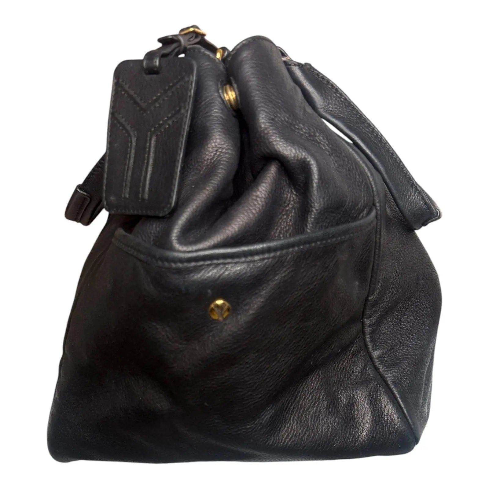 Yves Saint Laurent Vintage Black Textured Leather Downtown Tote Bag Yves Saint Laurent