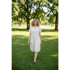 Vintage Papillon Linen Lace Trim Button Down Tunic Top - Cream Size L no brand