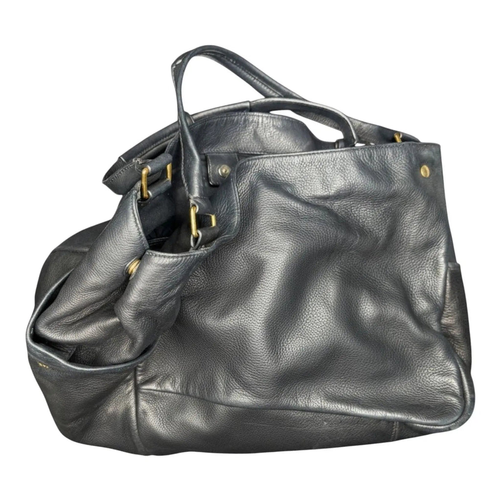 Yves Saint Laurent Vintage Black Textured Leather Downtown Tote Bag Yves Saint Laurent