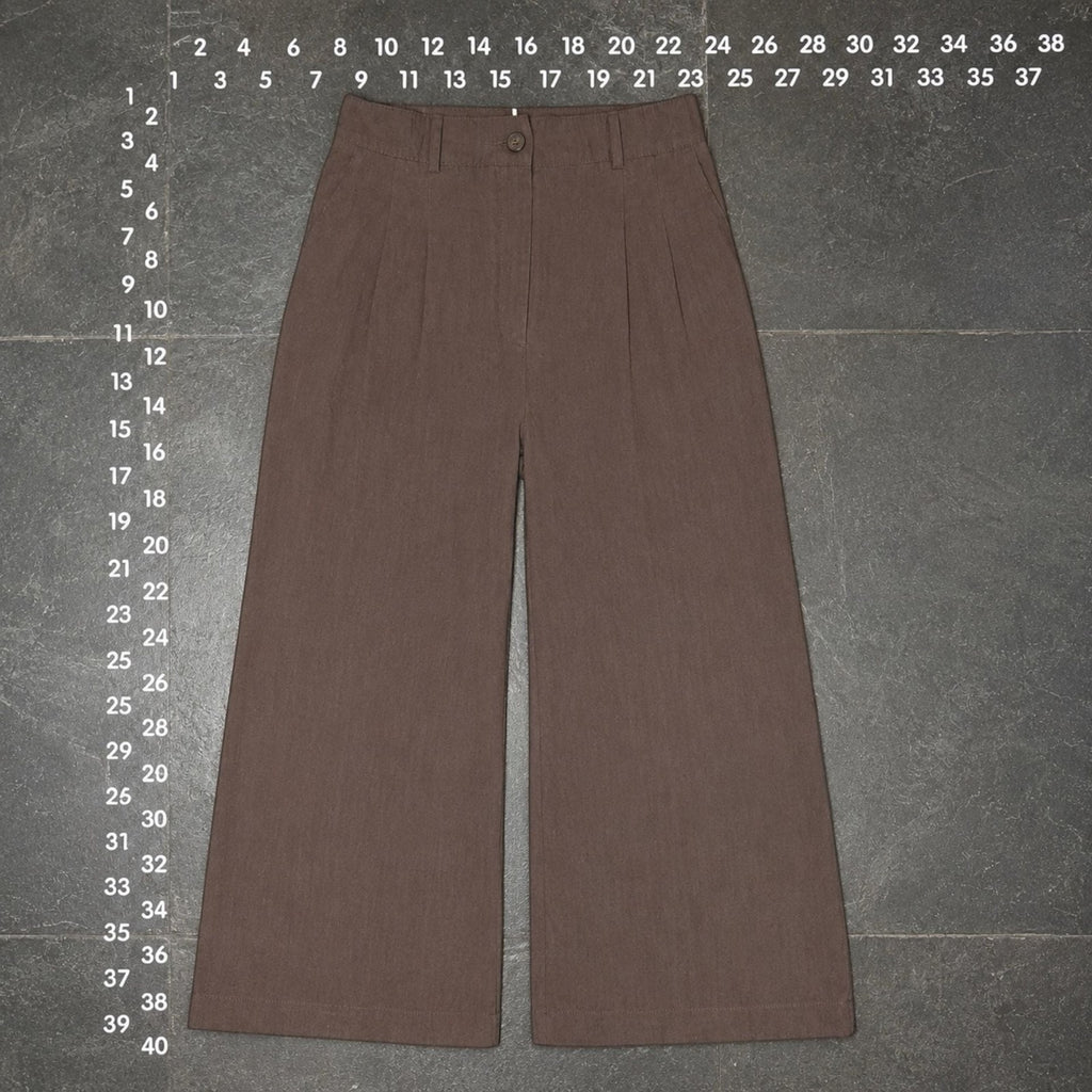 Zara Brown Wide Leg Pleated Trousers Size M