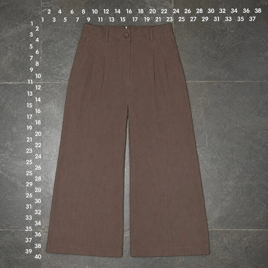 Zara Brown Wide Leg Pleated Trousers Size M Zara