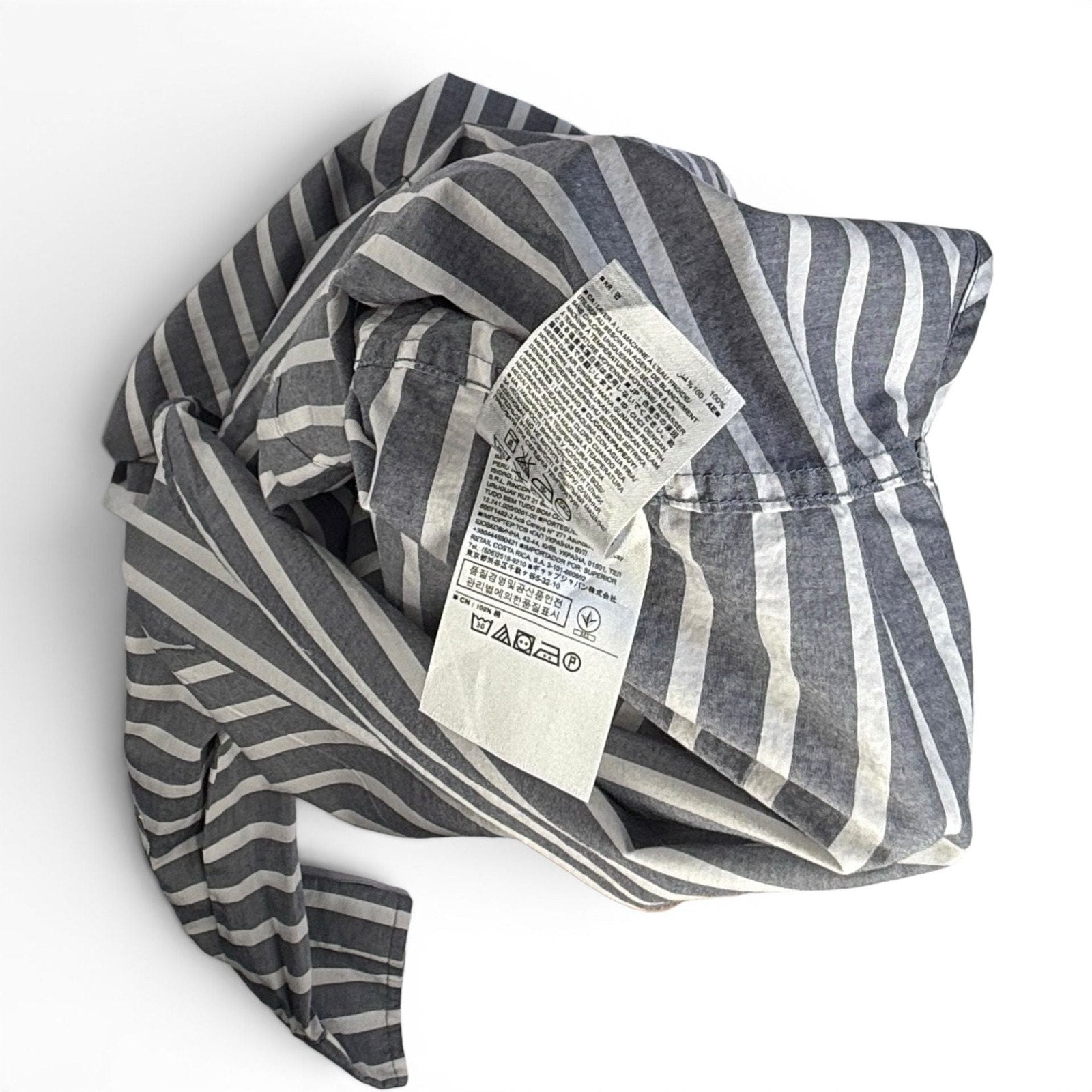 Banana Republic Grey and White Striped Cotton Button Down Shirt Size XS
