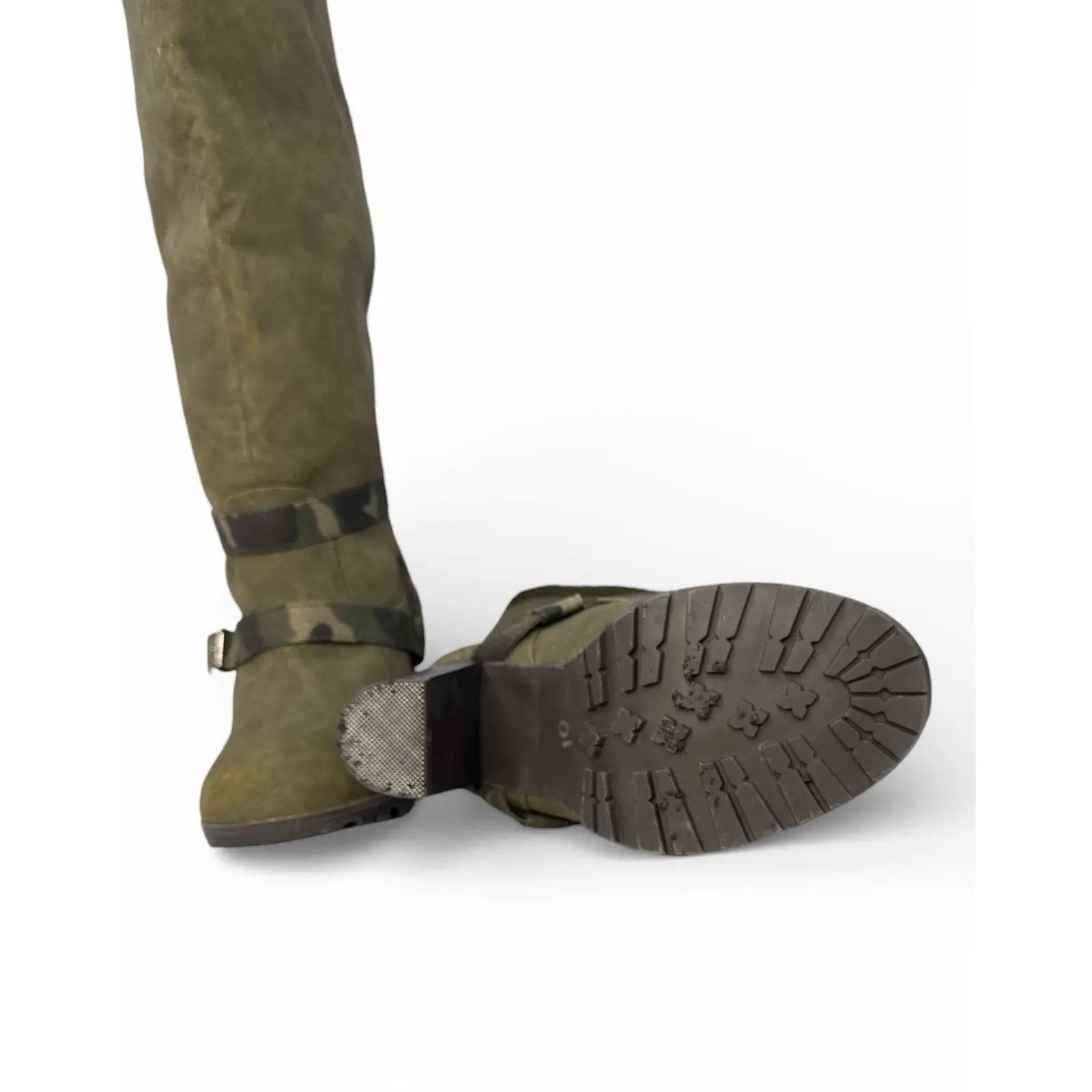 Suede Knee High Boots Green for Women for sale Unbranded