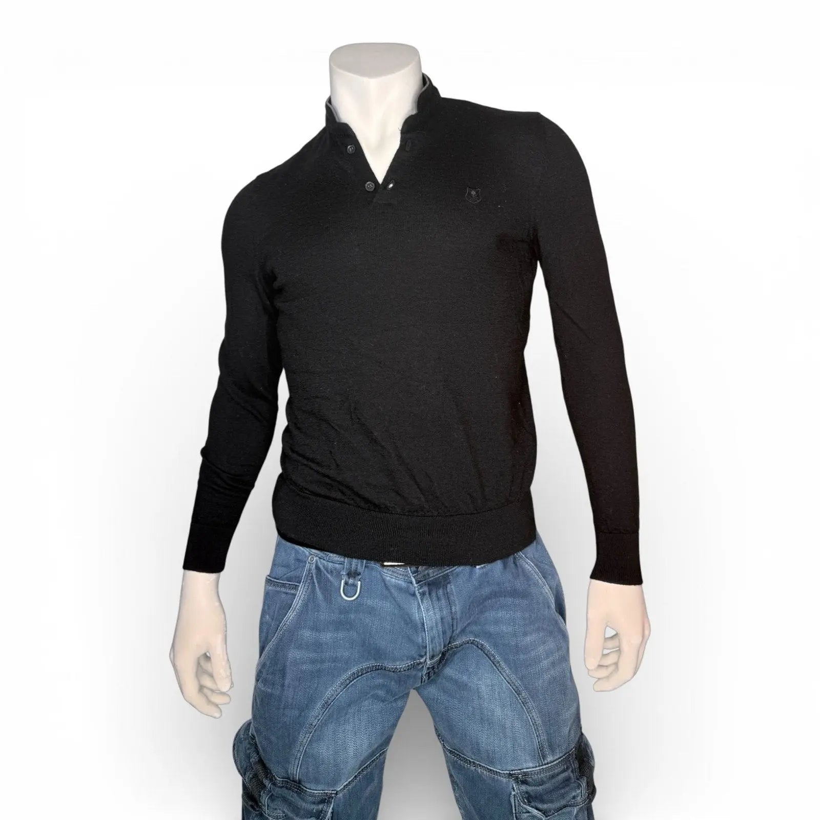 The Kooples Sport Men's Black Long Sleeve Knit Henley Sweater The Kooples