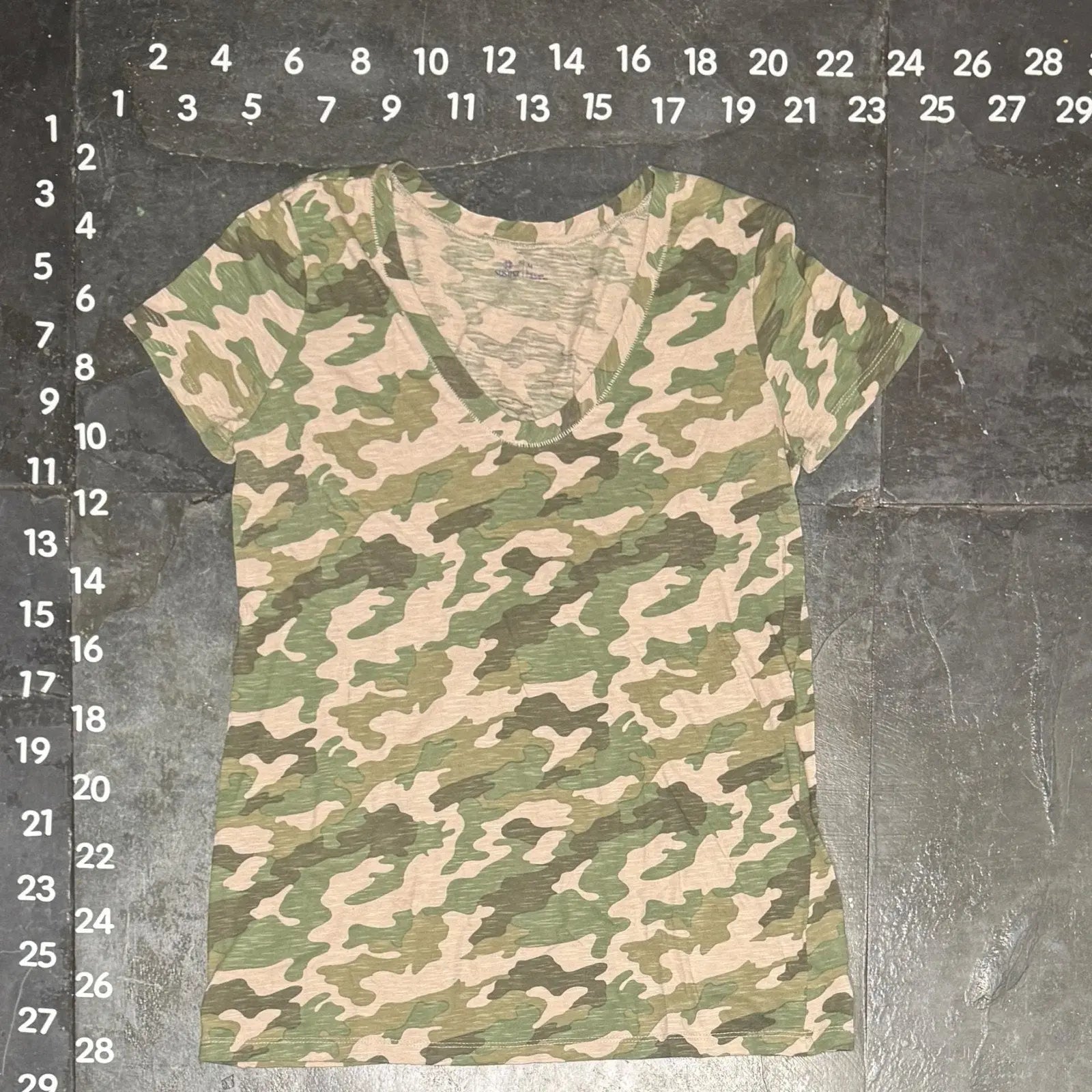 Susina Women's Camouflage Print V-Neck - O.M.T.HRIFT
