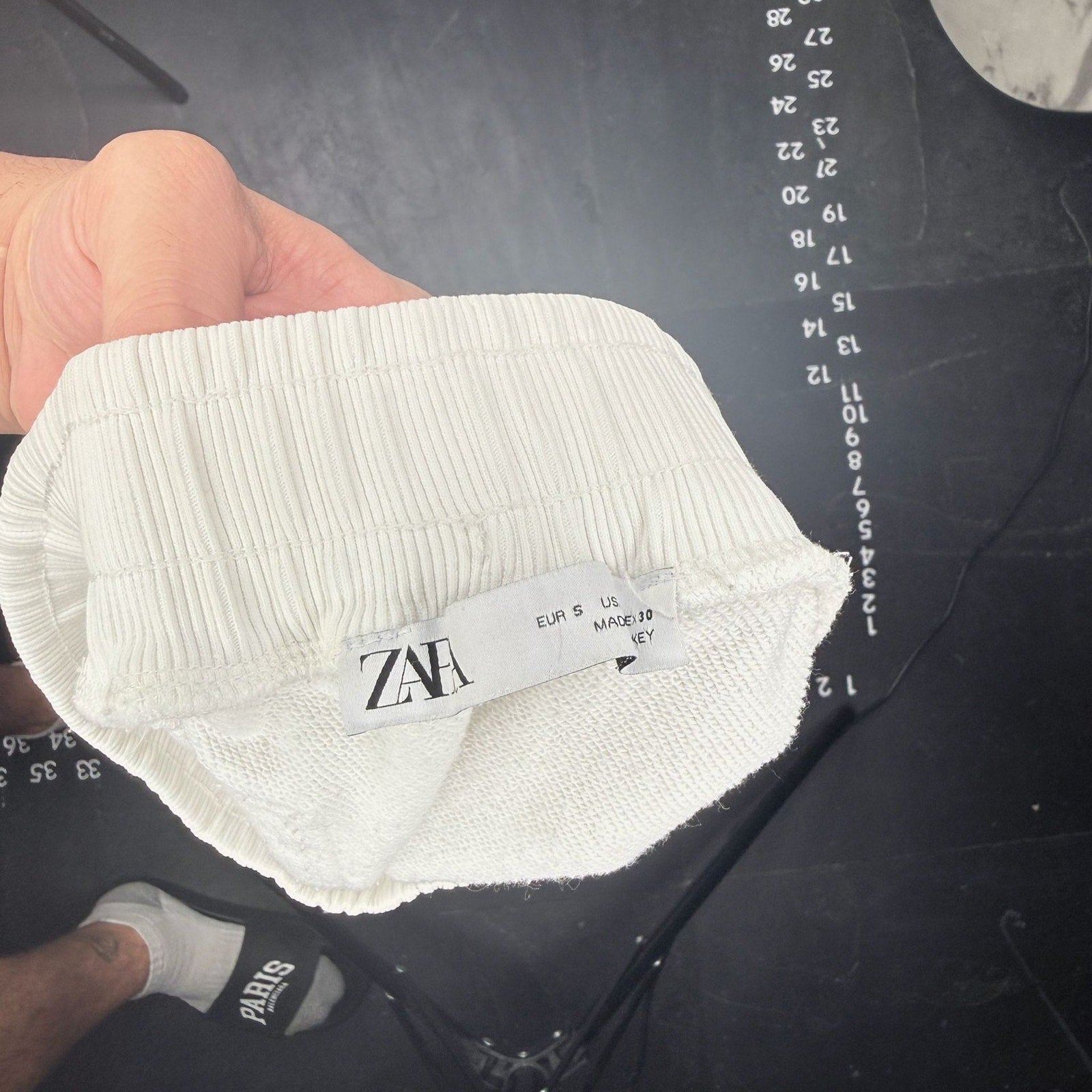 ZARA White Terry Cloth High-Waisted Raw Hem Sweat Shorts
