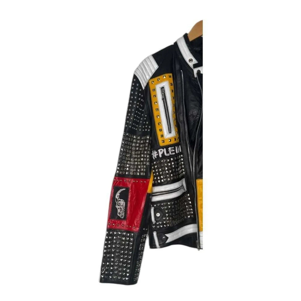 Hand Crafted Multi Color Silver Studded Genuine Leather ..., $470* Philipp Plein