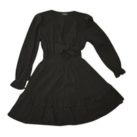 Stradivarius Black Long Sleeve Mini Dress with Bow Detail - Size S Stradivarius