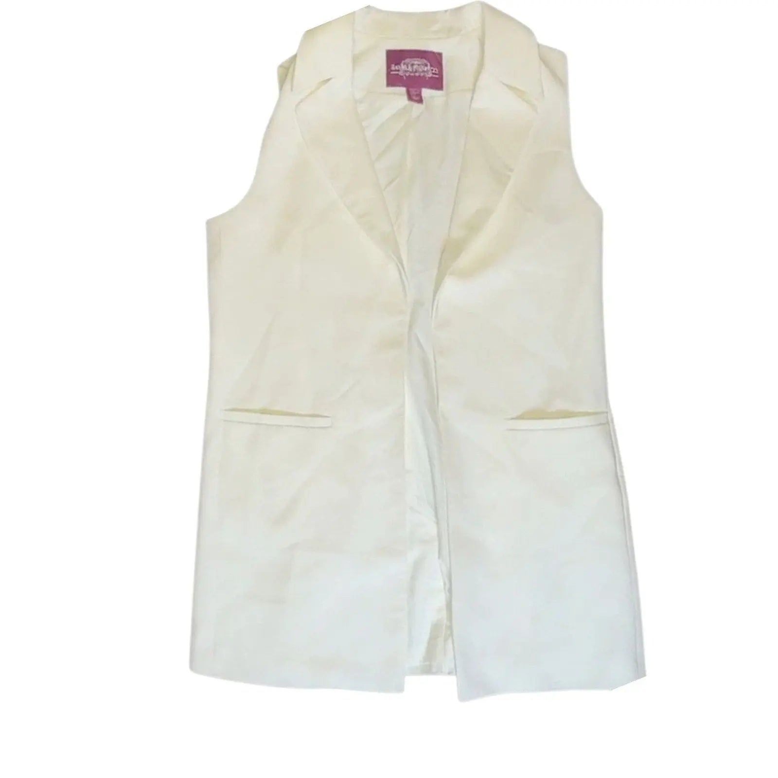 Bar III Ivory Sleeveless Blazer Vest - Tailored Longline Waistcoat, Size M giving blooms foundation
