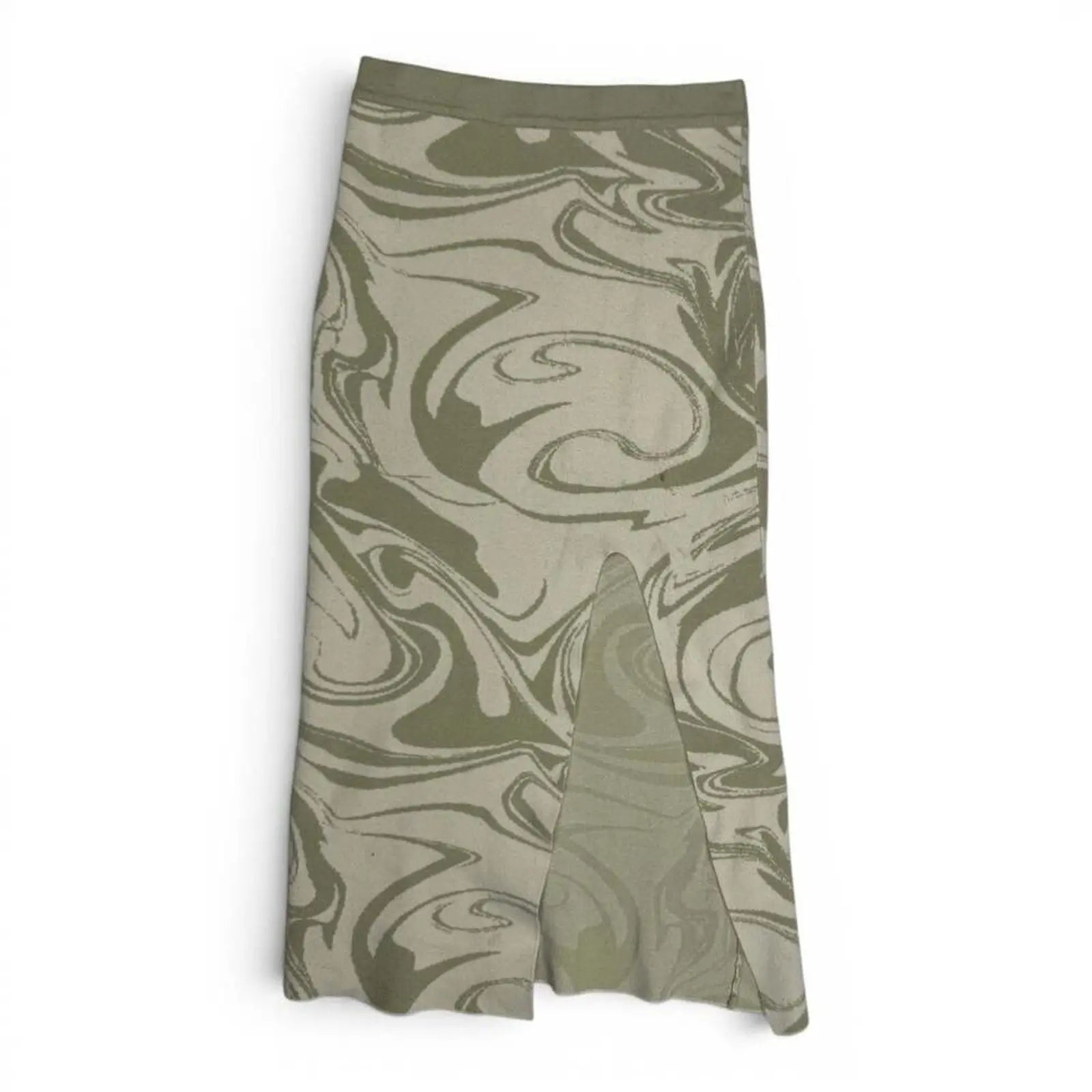 4th + Reckless Size S Green Swirl Print Knit Midi Skirt 4th + Reckless