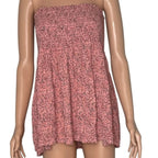 The Nines by HATCH Pink Ditsy Floral Smocked Strapless Tube Top Mini Dress Size The Nines by HATCH