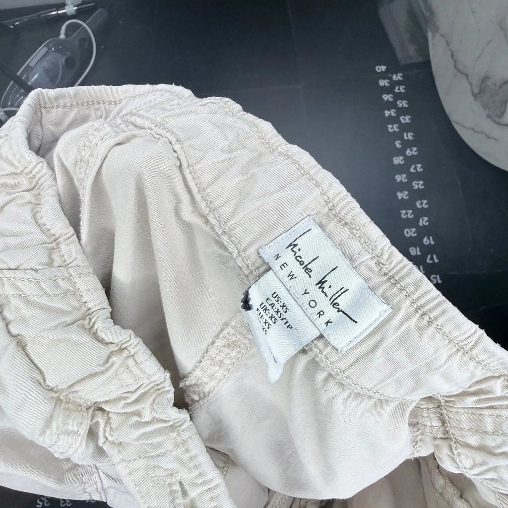 Nicole Miller New York Beige Drawstring Jogger Pants Nicole Miller