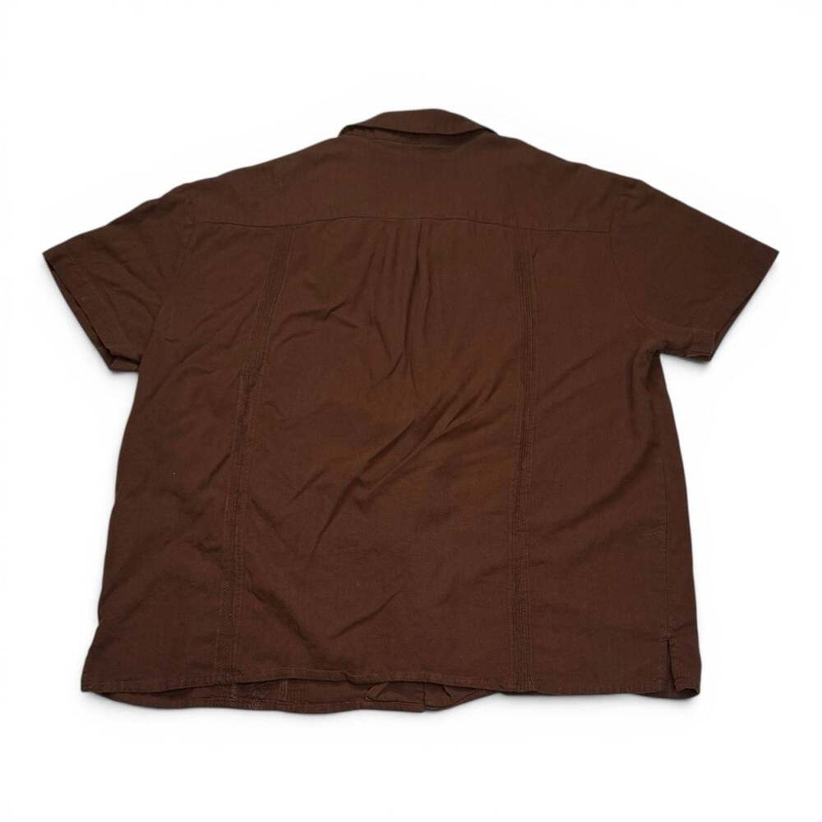 Dandy Wear Brown Embroidered Guayabera Short Sleeve Shirt