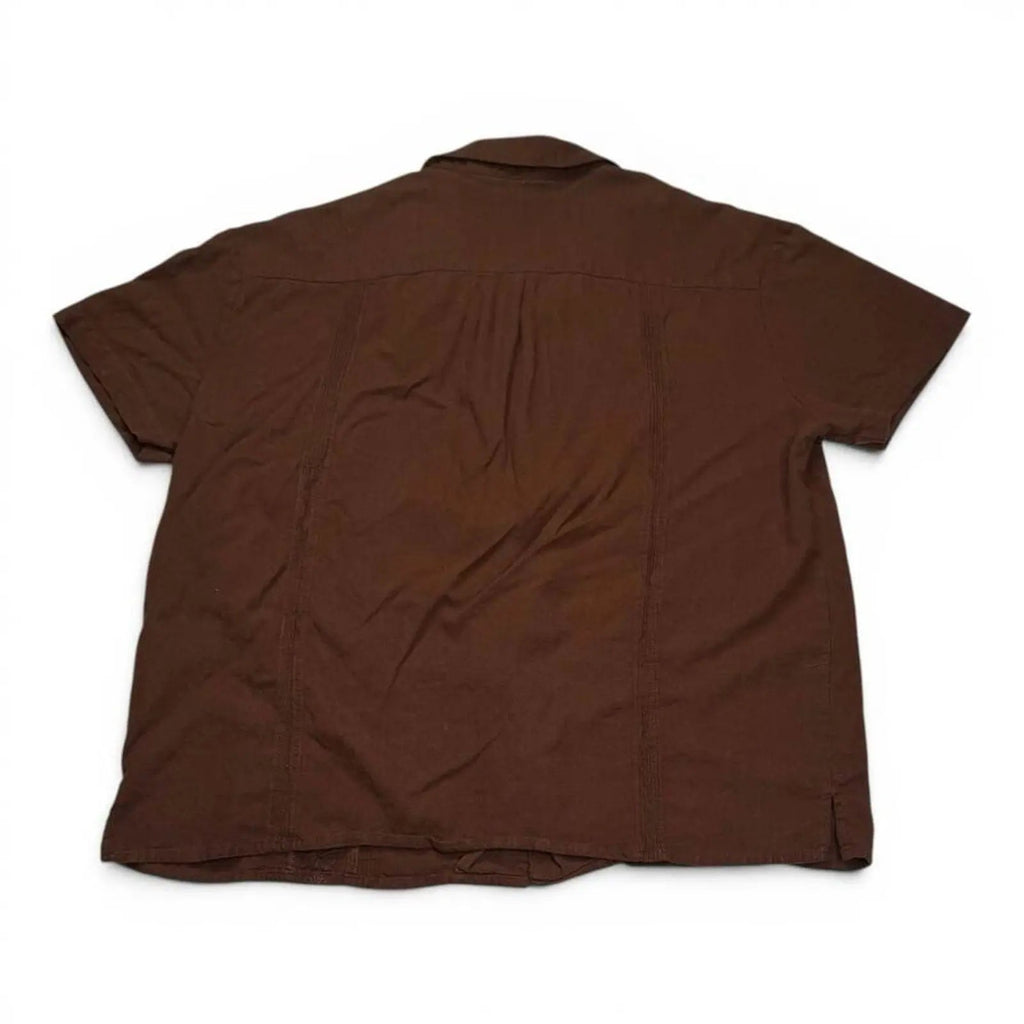 Dandy Wear Brown Embroidered Guayabera Short Sleeve Shirt Dandy Wear