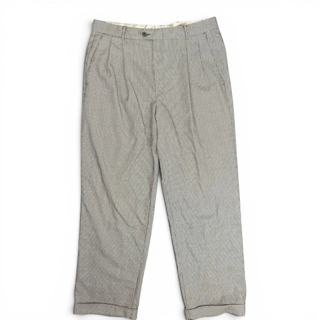 Saks Fifth Avenue Men's Pleated 100% Wool Micro-Check Trousers Size 35x28 Saks Fifth Avenue