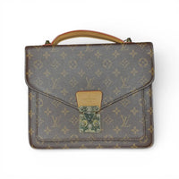 Louis Vuitton Monogram Monceau Top Handle Briefcase Bag Brown Vintage giving blooms foundation