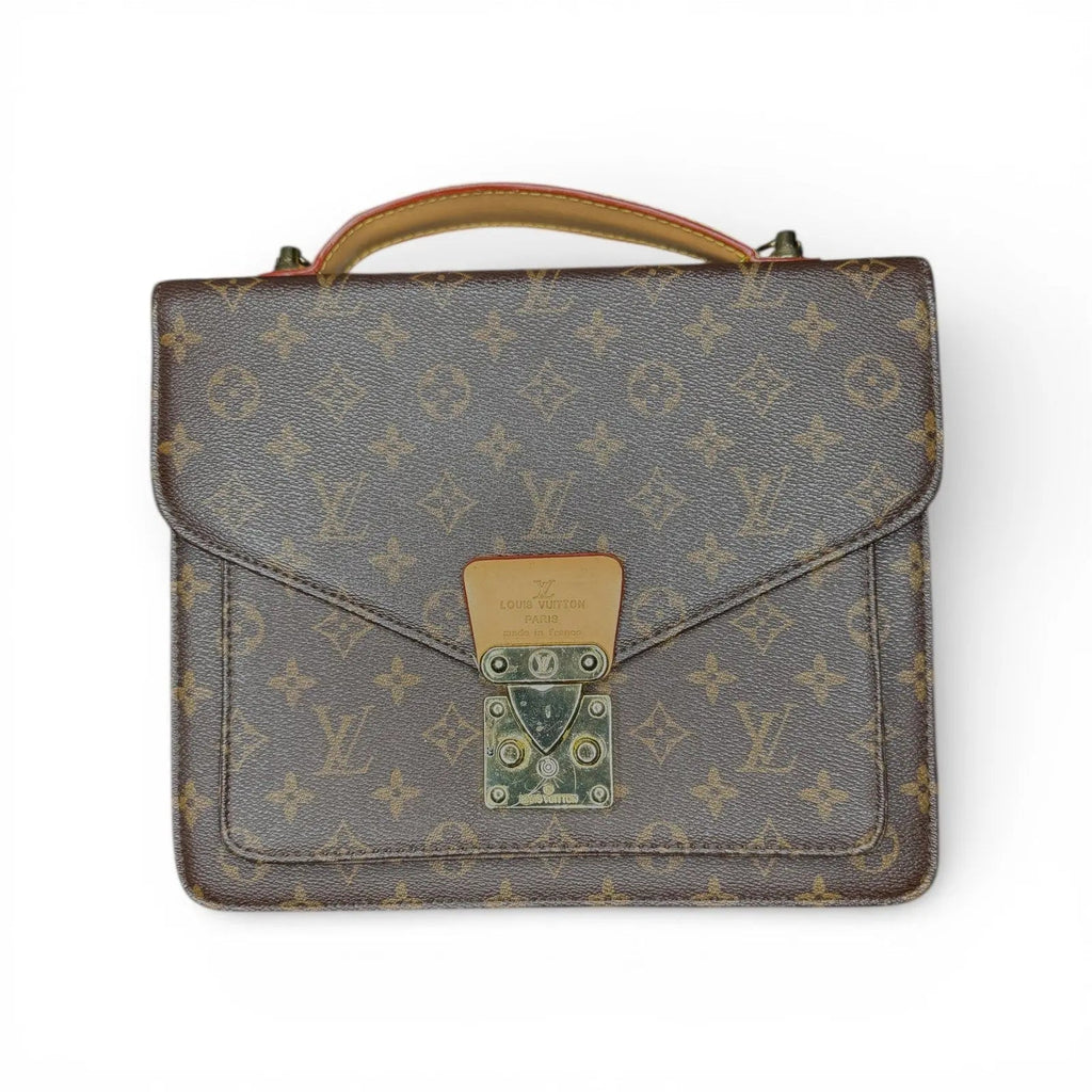 Louis Vuitton Monogram Monceau Top Handle Briefcase Bag Brown Vintage giving blooms foundation