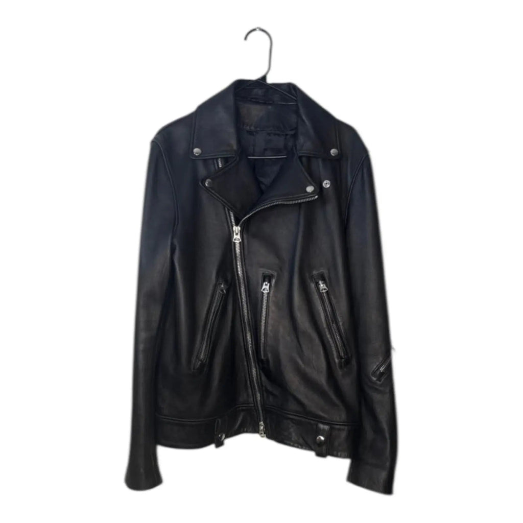 Acne Studios Nate Clean Leather Moto Biker Jacket Black Acne Studios