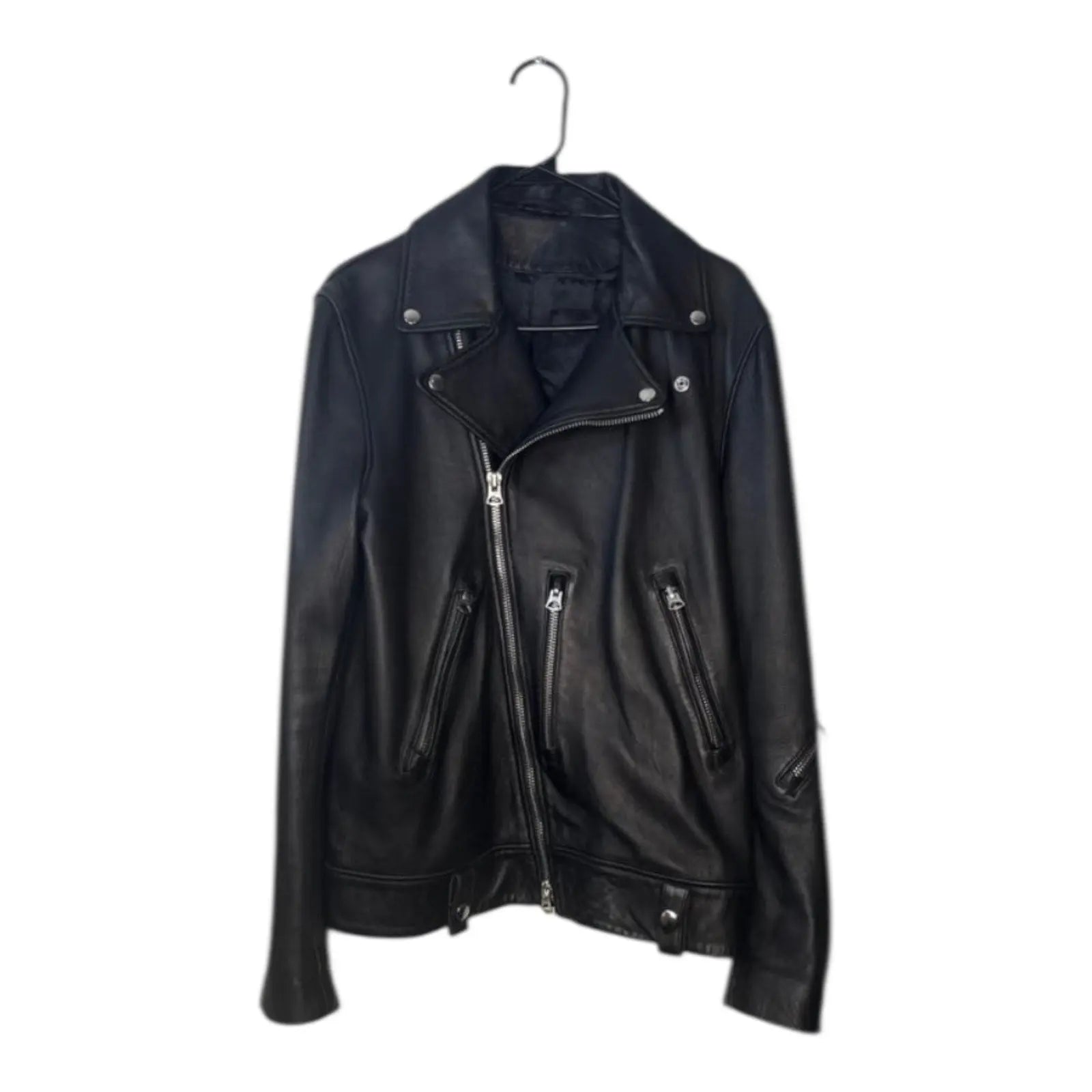 Acne Studios Nate Clean Leather Moto Biker Jacket Black Acne Studios