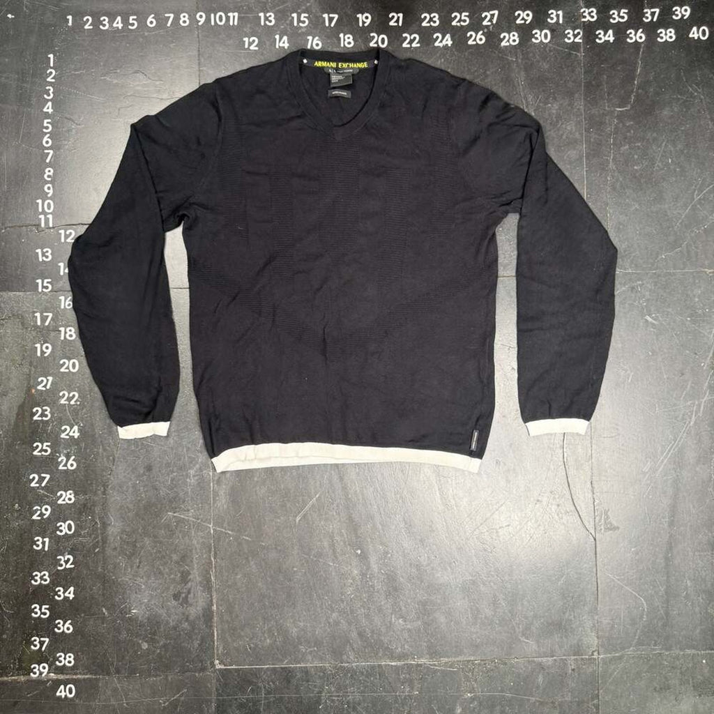 Armani Exchange Cotton Cashmere V-Neck Sweater Black Size M