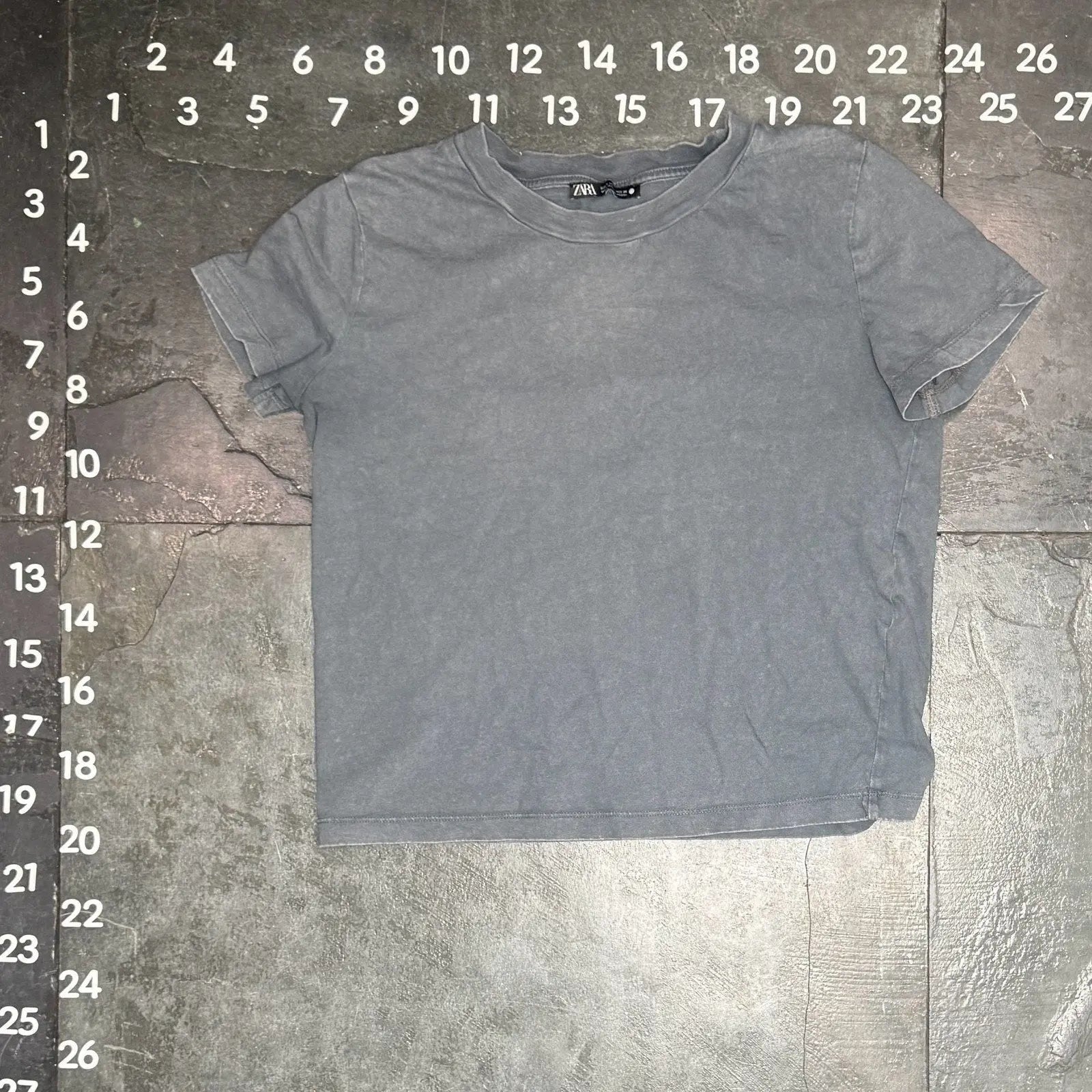 Zara Grey Acid Wash Short Sleeve Crew Neck - O.M.T.HRIFT