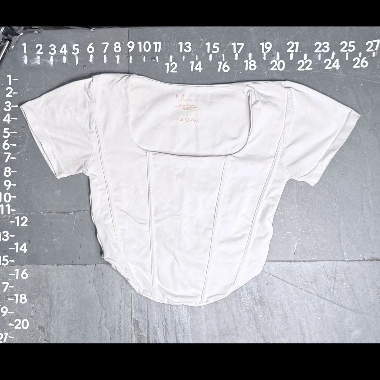 Angel Cult White Square Neck Short Sleeve Corset Crop Top Angel Cult