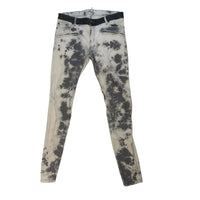 Maje Tie-Dye Acid Wash Skinny Jeans with Faux Leather Waistband Maje