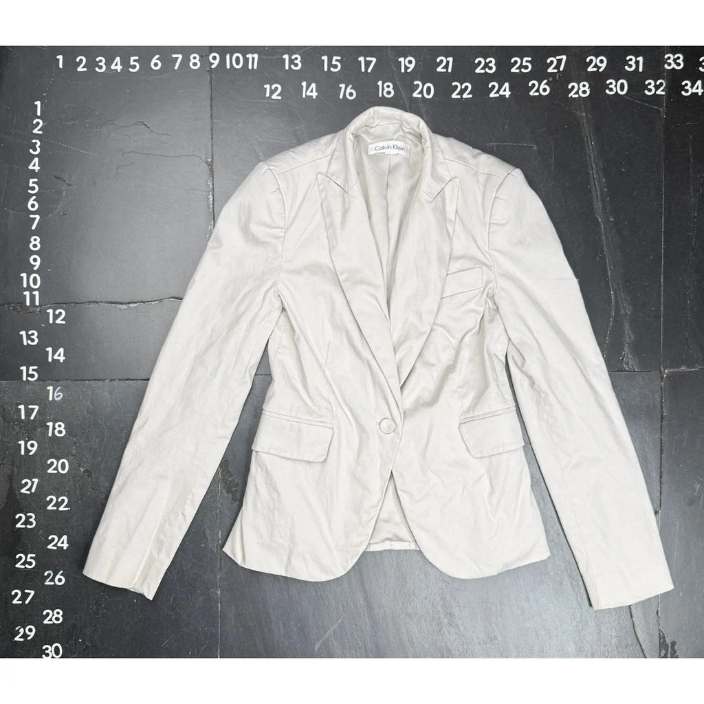 Calvin Klein Single Button Cotton Stretch Blazer Off-White Calvin Klein