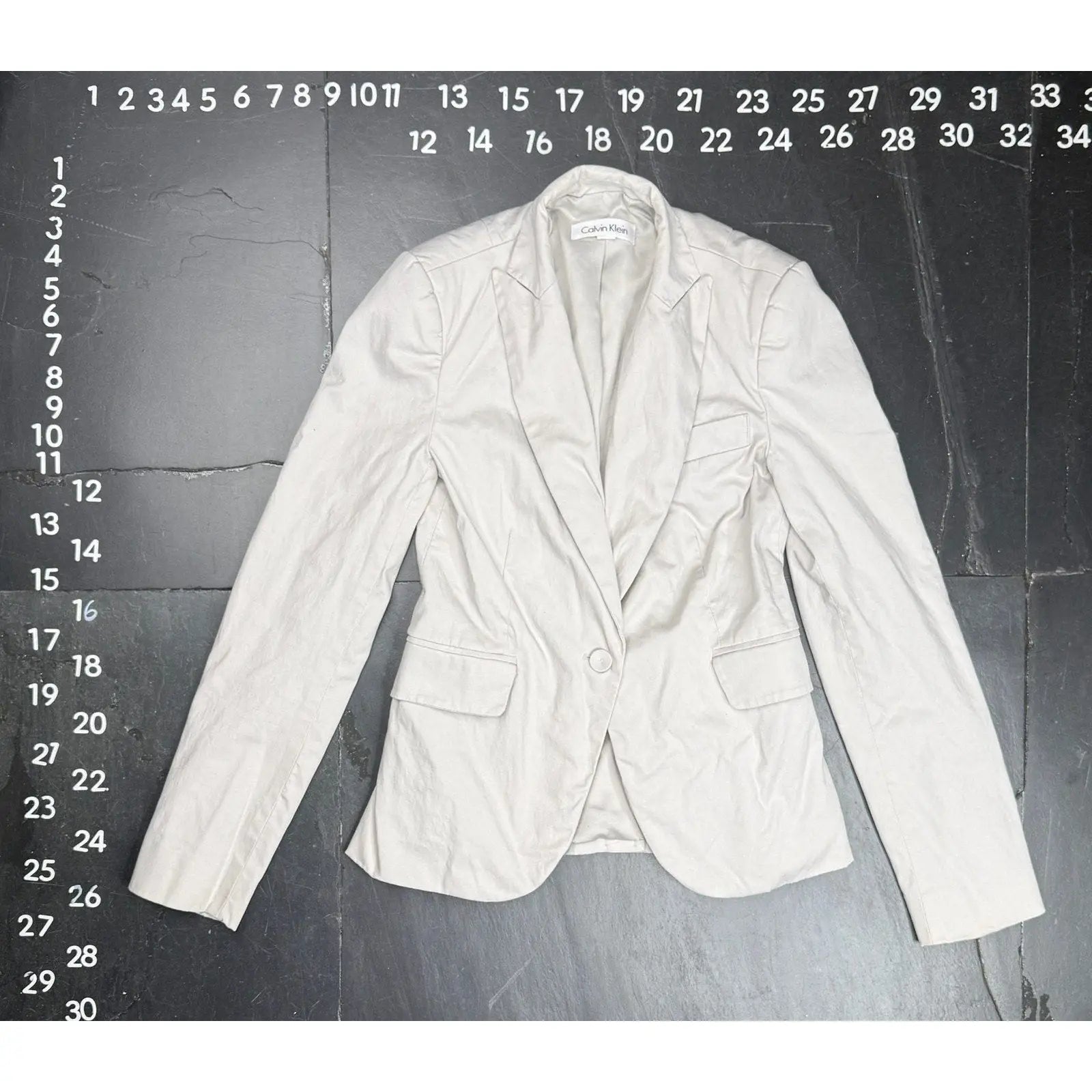 Calvin Klein Single Button Cotton Stretch Blazer Off-White Calvin Klein