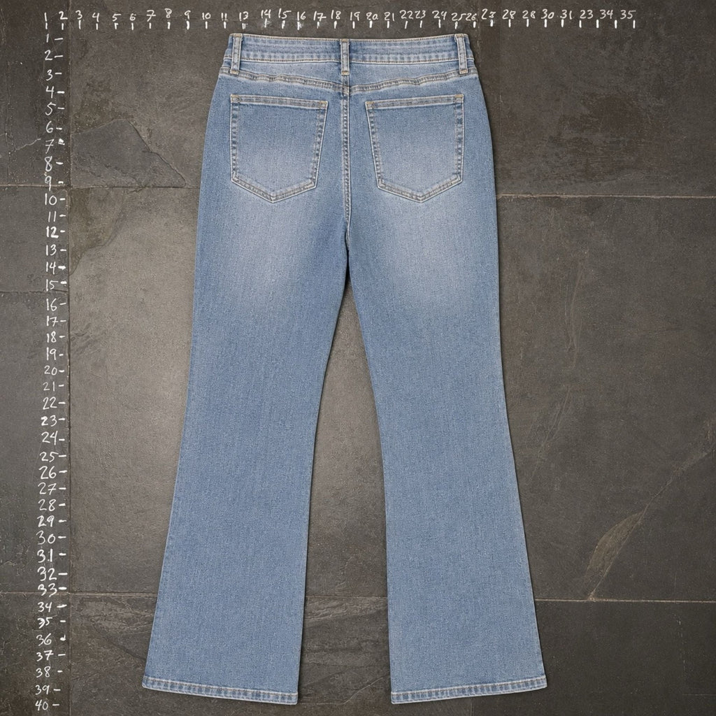 Ashley Mason Size 9 Embroidered Rose Cross Flare Jeans
