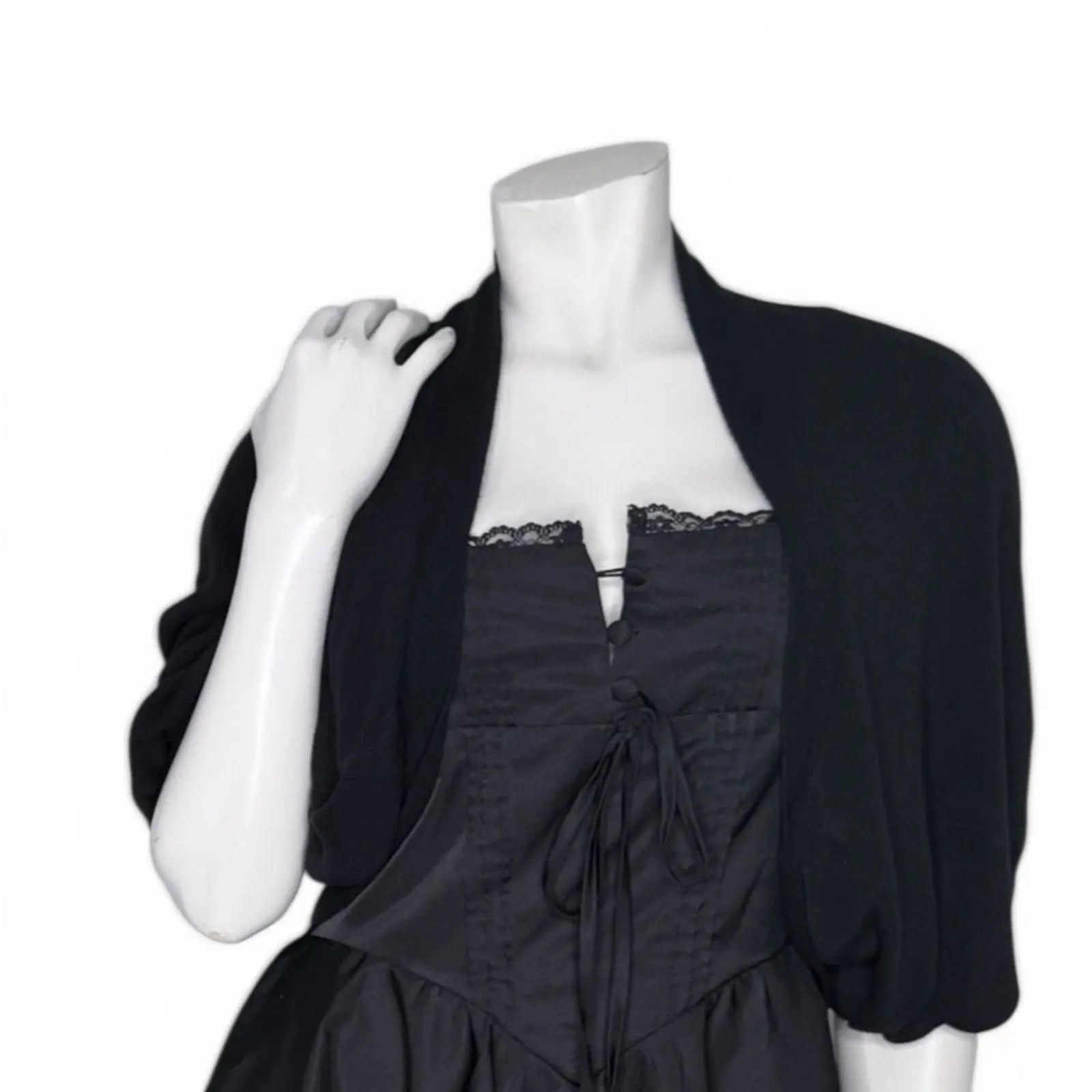 Black Cropped Open Front Cocoon Cardigan Bolero Sweater Whimsigoth