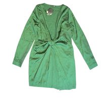 Fashion Nova Emerald Green Satin Front Twist Mini Dress, NWT - Size Medium giving blooms foundation